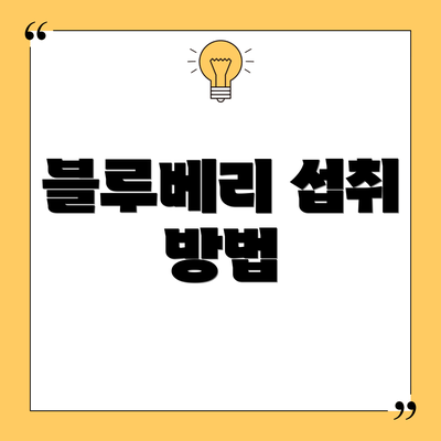 블루베리 섭취 방법