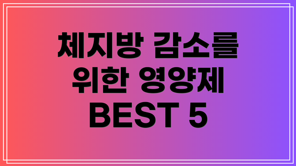 체지방 감소를 위한 영양제 BEST 5