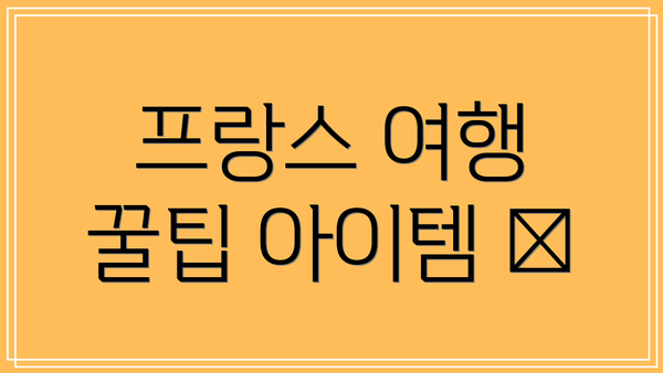 프랑스 여행 꿀팁 아이템 💡