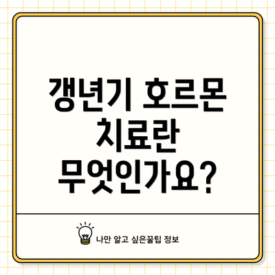 갱년기 호르몬 치료란 무엇인가요?