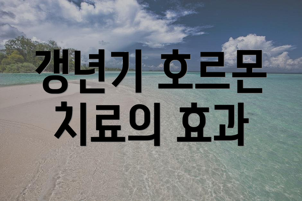갱년기 호르몬 치료의 효과