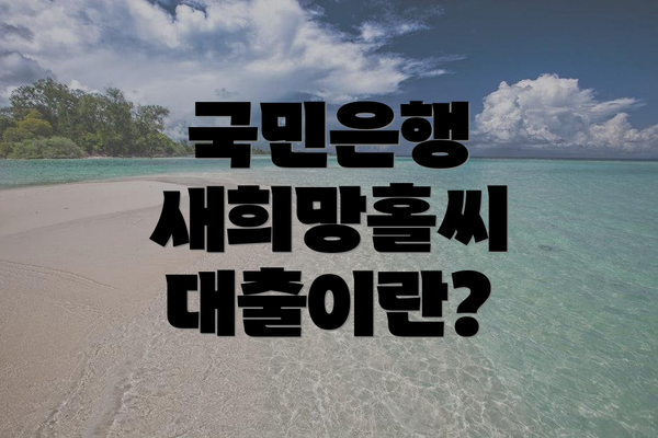 국민은행 새희망홀씨 대출이란?
