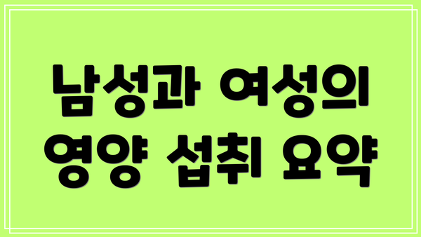 남성과 여성의 영양 섭취 요약