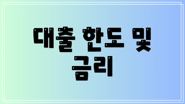 대출 한도 및 금리