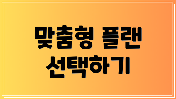 맞춤형 플랜 선택하기