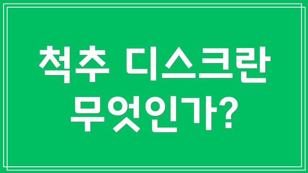척추 디스크란 무엇인가?