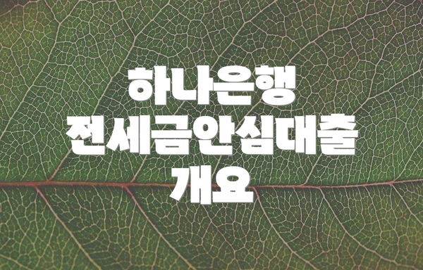 하나은행 전세금안심대출 개요