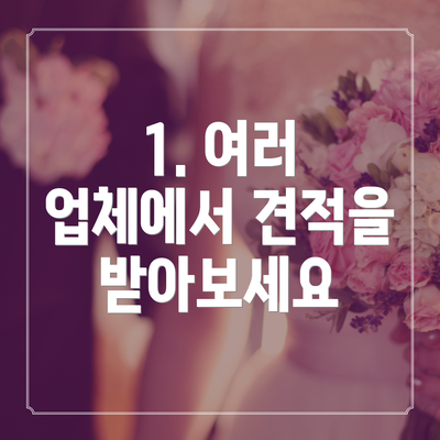 1. 여러 업체에서 견적을 받아보세요