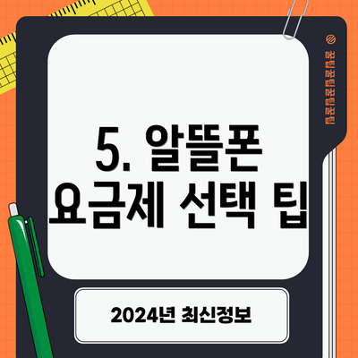 5. 알뜰폰 요금제 선택 팁