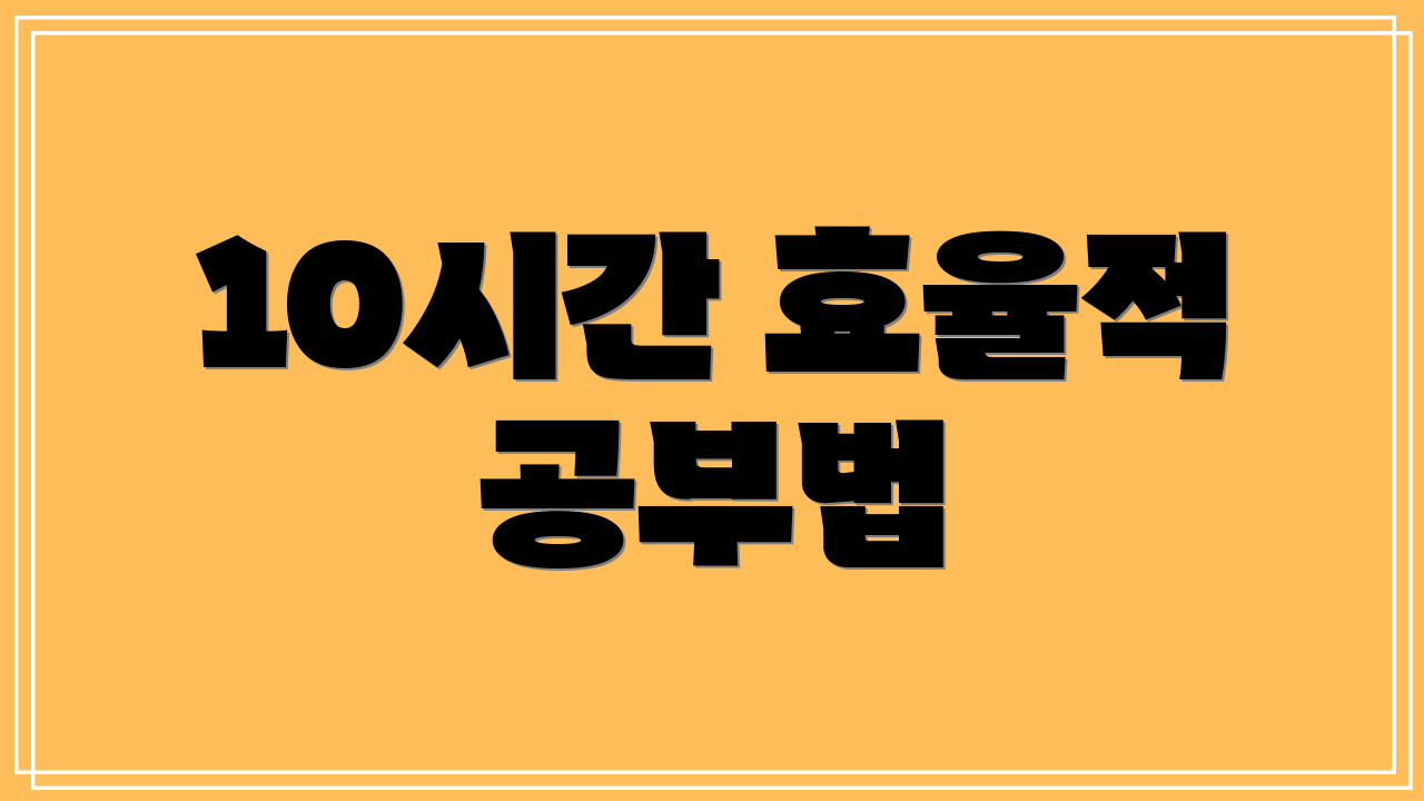 10시간 효율적 공부법