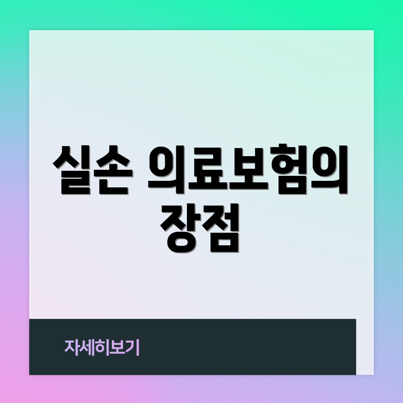 실손 의료보험의 장점