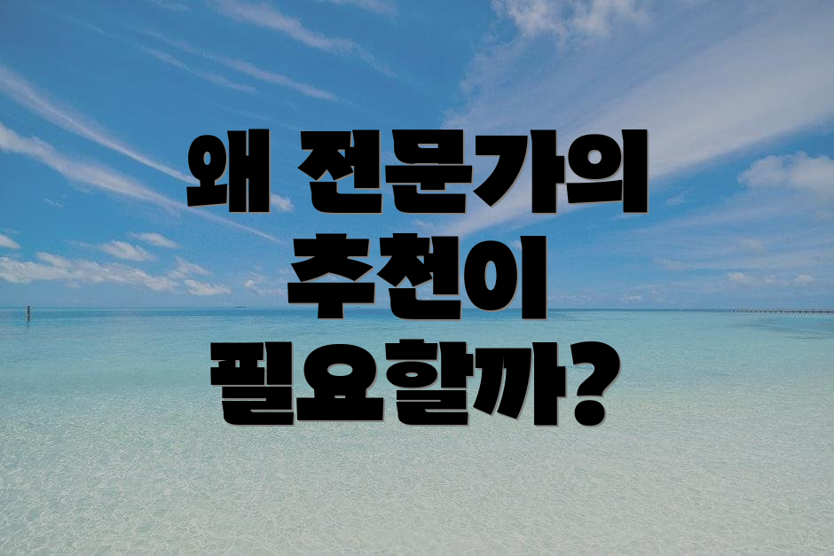 왜 전문가의 추천이 필요할까?