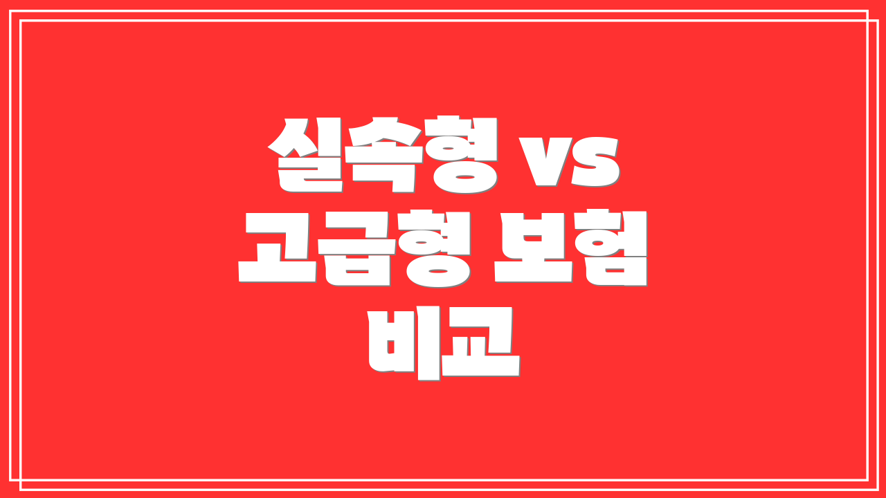 실속형 vs 고급형 보험 비교