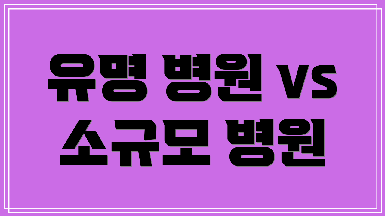 유명 병원 vs 소규모 병원