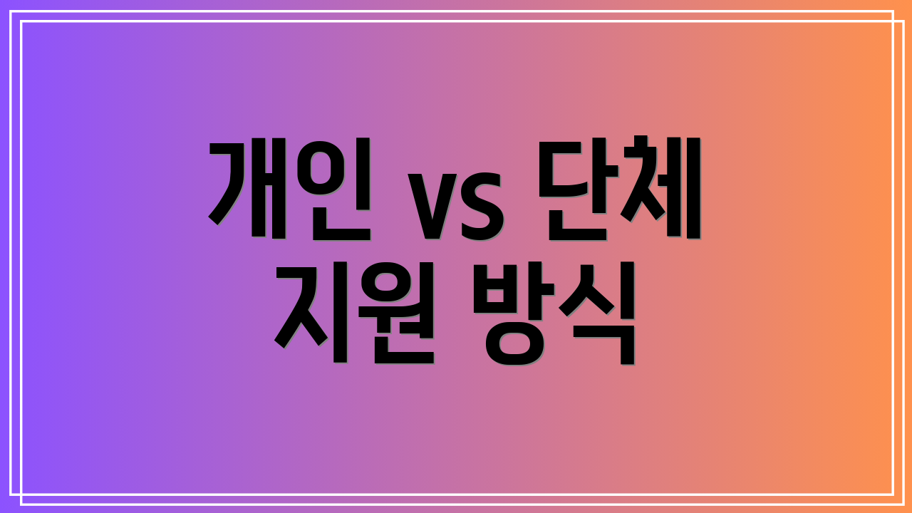 개인 vs 단체 지원 방식