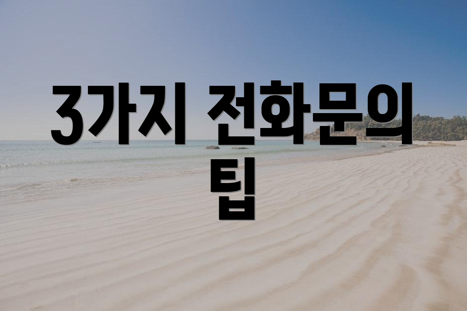 3가지 전화문의 팁