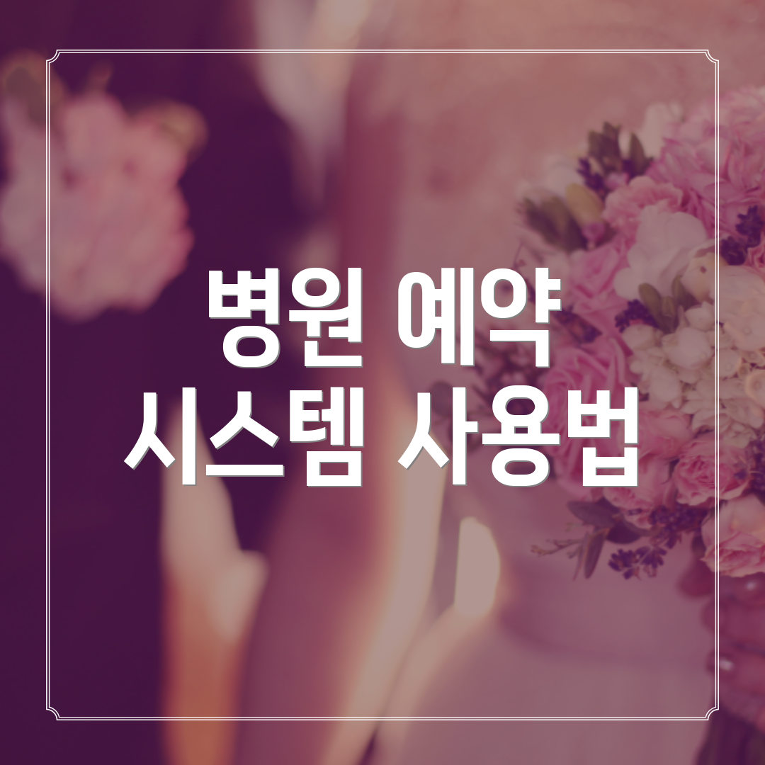 병원 예약 시스템 사용법
