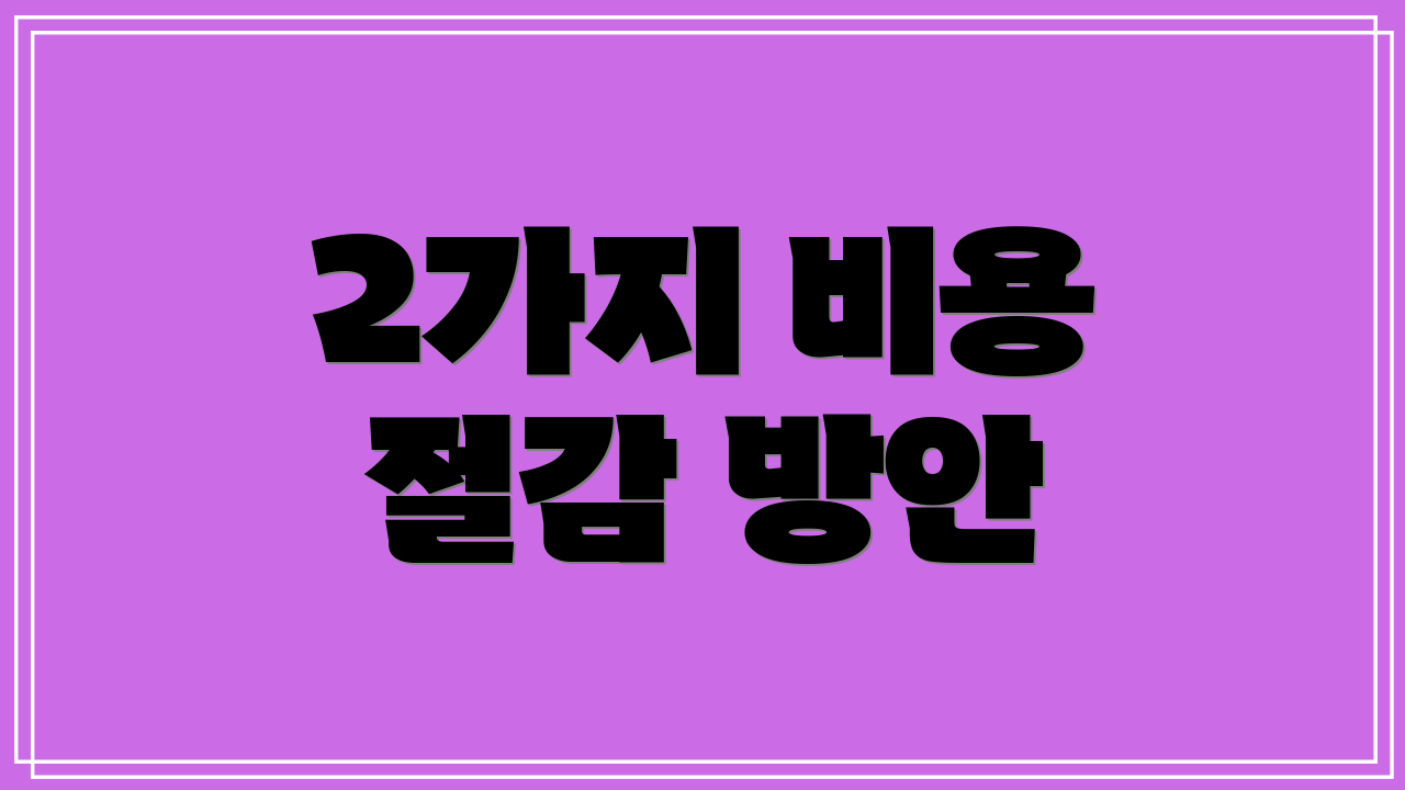 2가지 비용 절감 방안