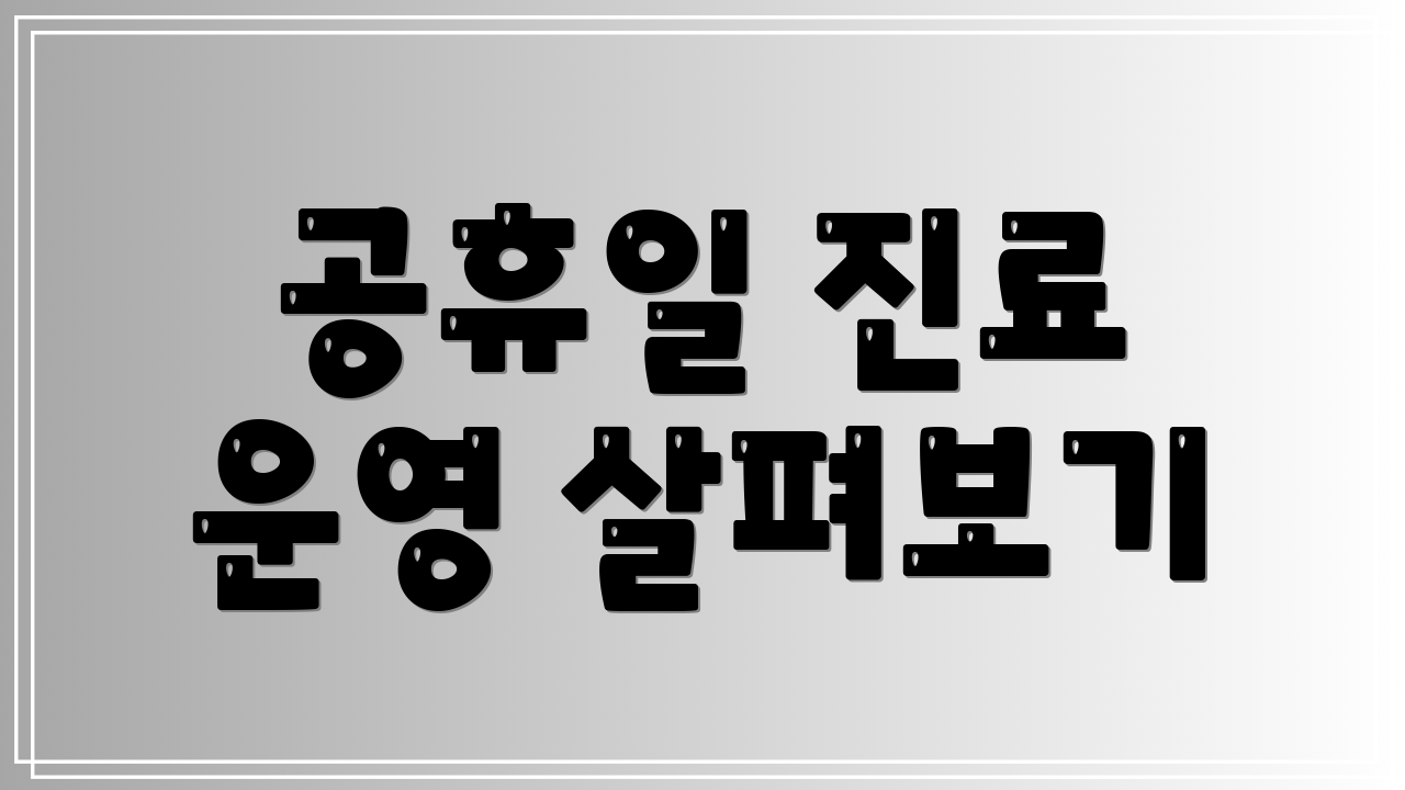 공휴일 진료 운영 살펴보기