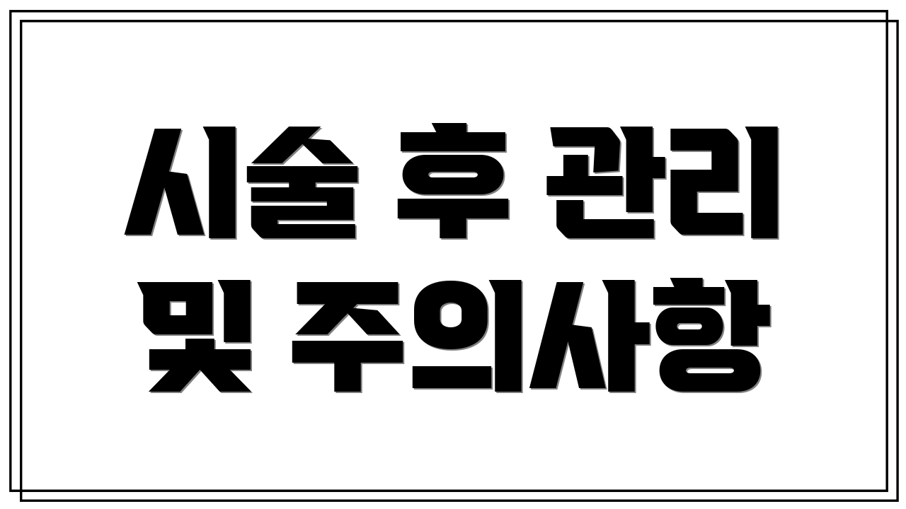 시술 후 관리 및 주의사항