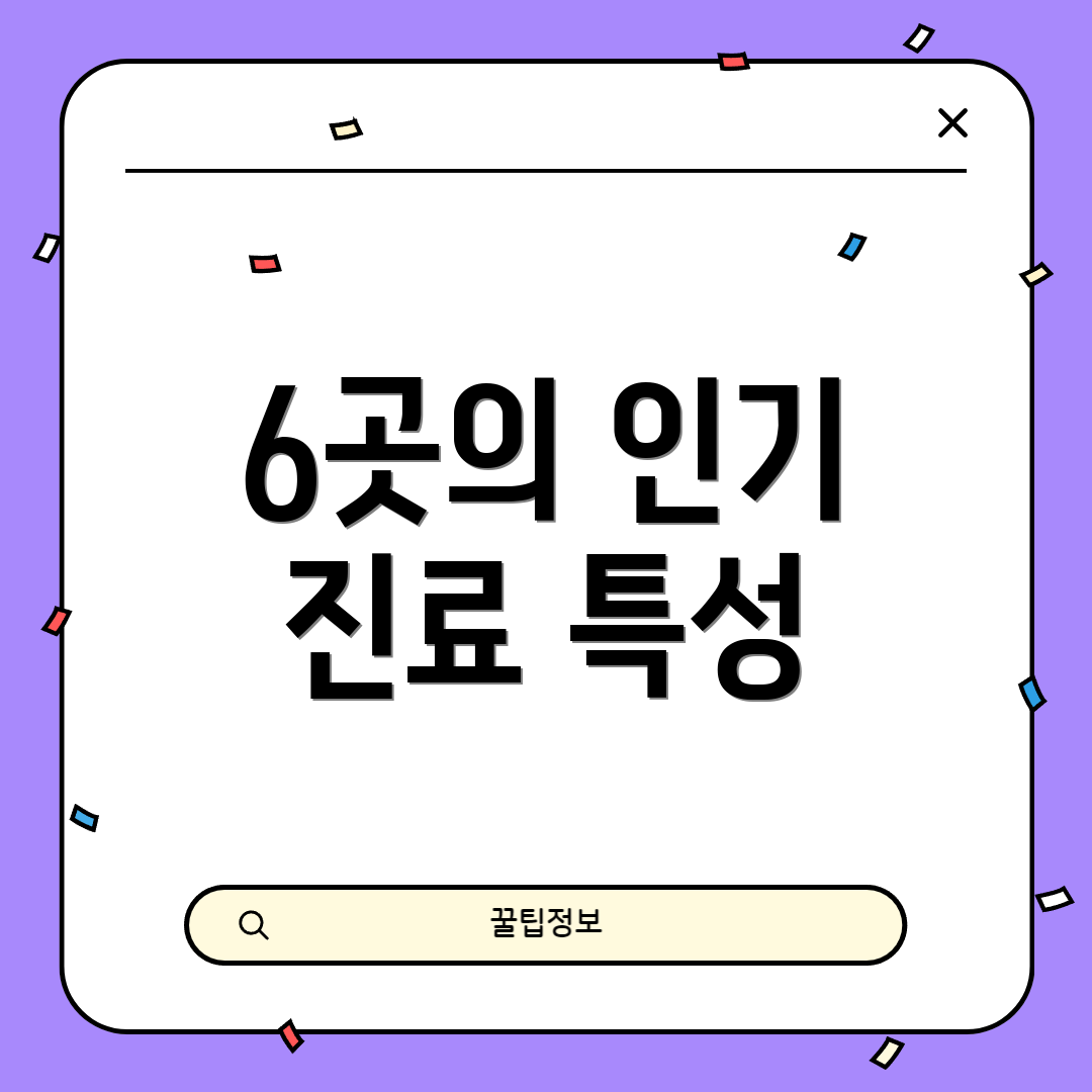 6곳의 인기 진료 특성
