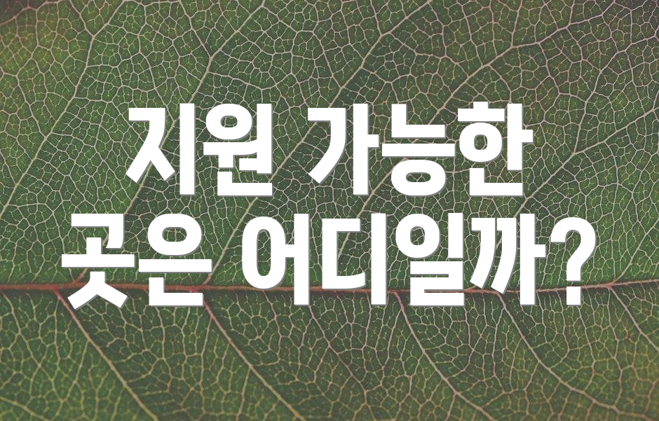 지원 가능한 곳은 어디일까?