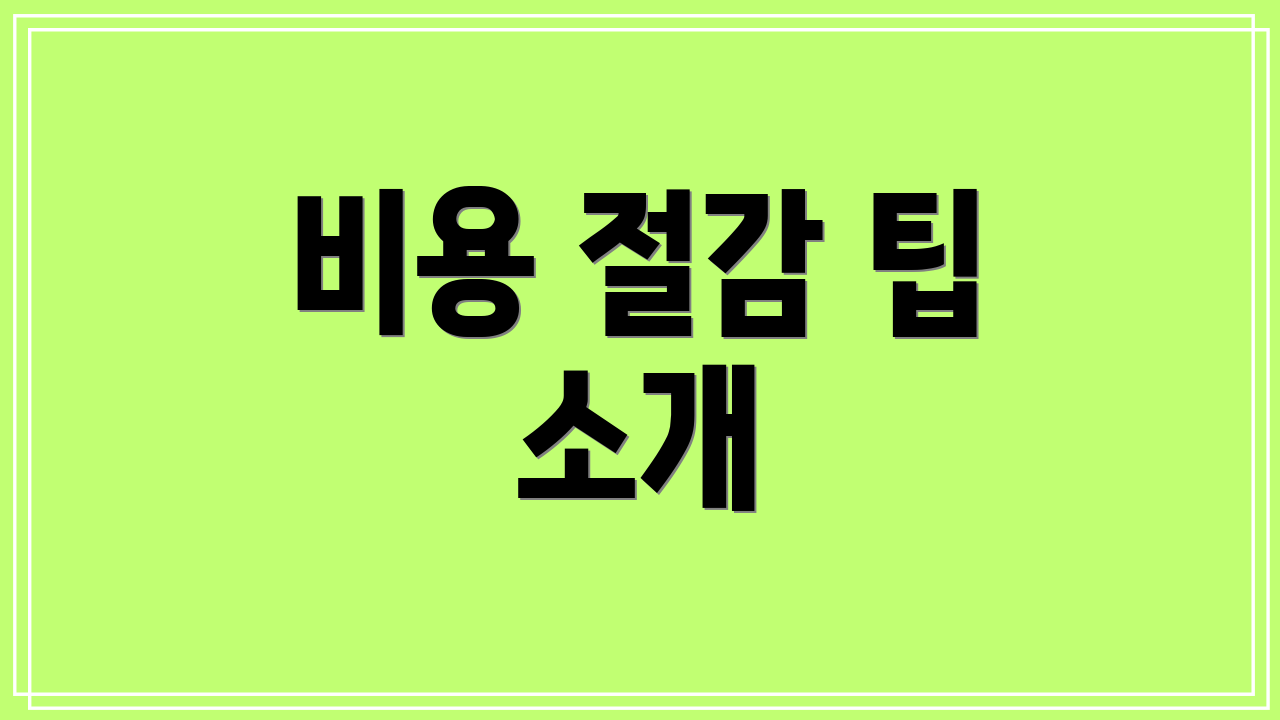 비용 절감 팁 소개