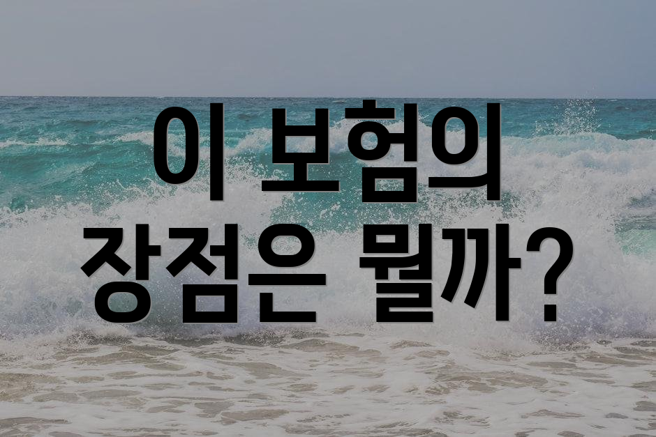 이 보험의 장점은 뭘까?