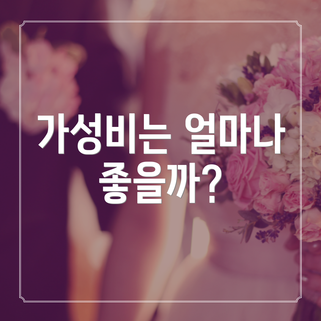 가성비는 얼마나 좋을까?