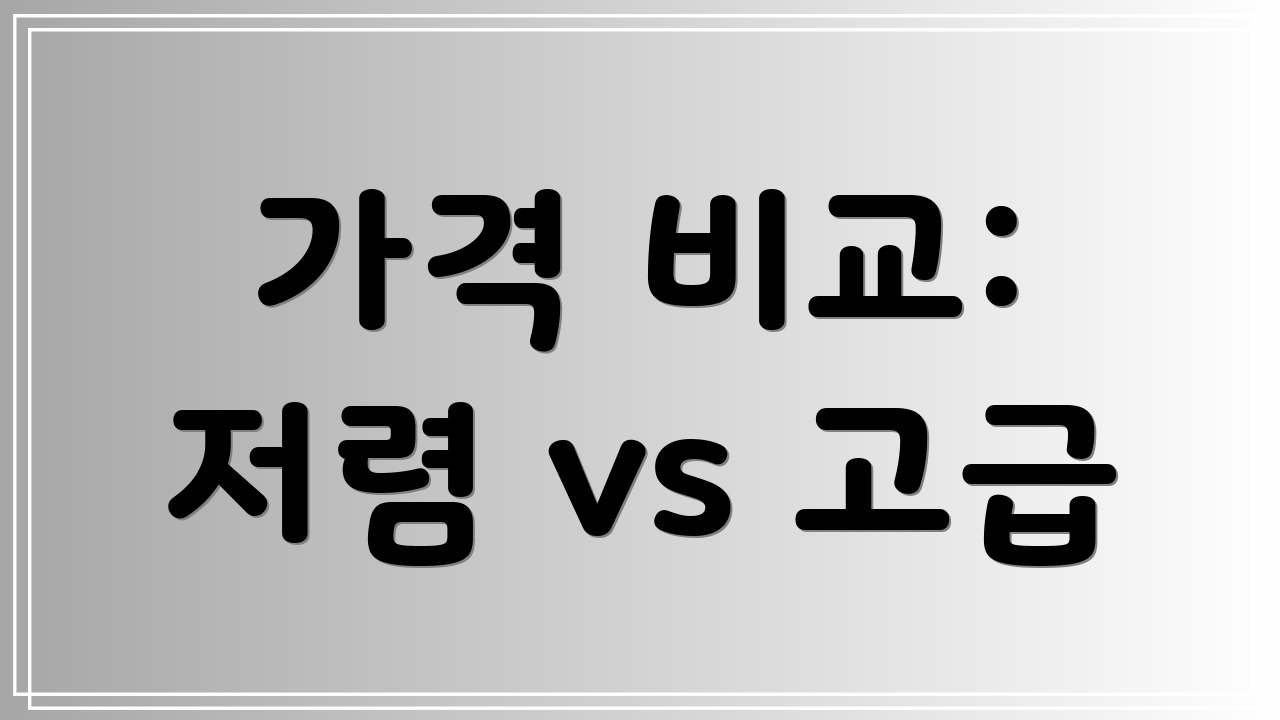 가격 비교: 저렴 vs 고급