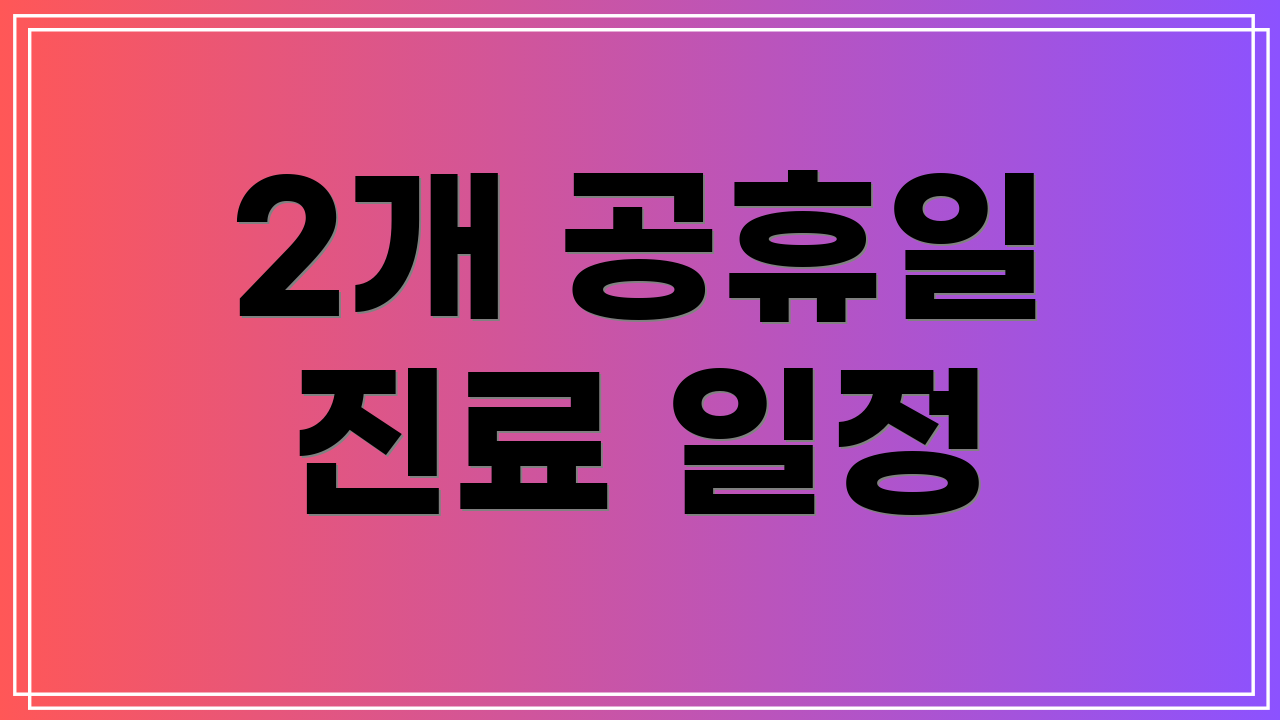 2개 공휴일 진료 일정