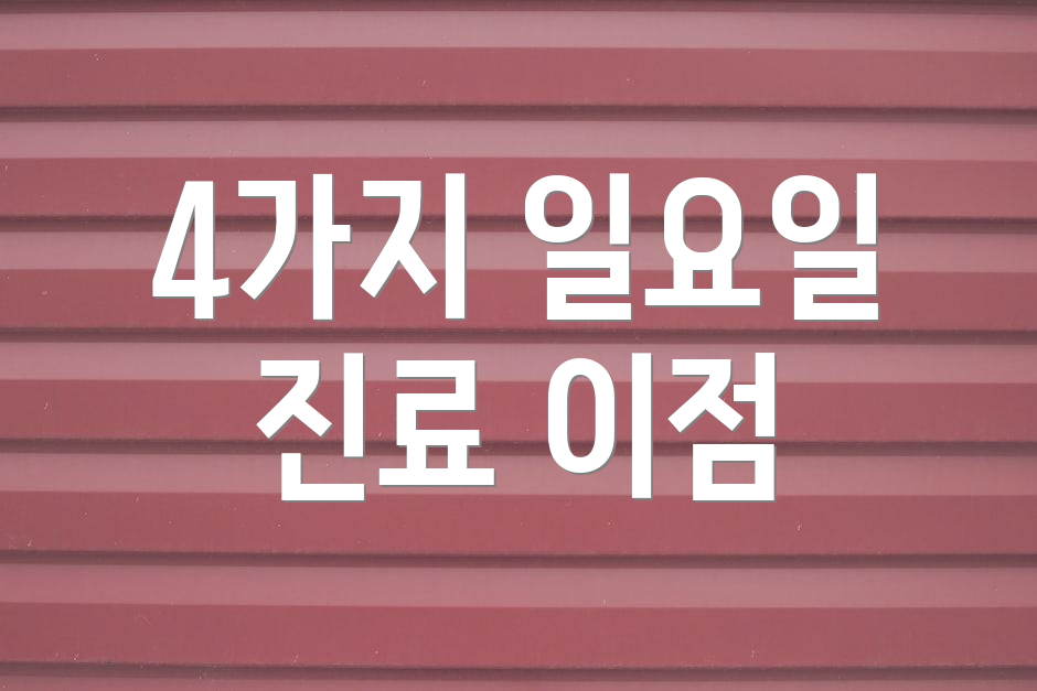 4가지 일요일 진료 이점