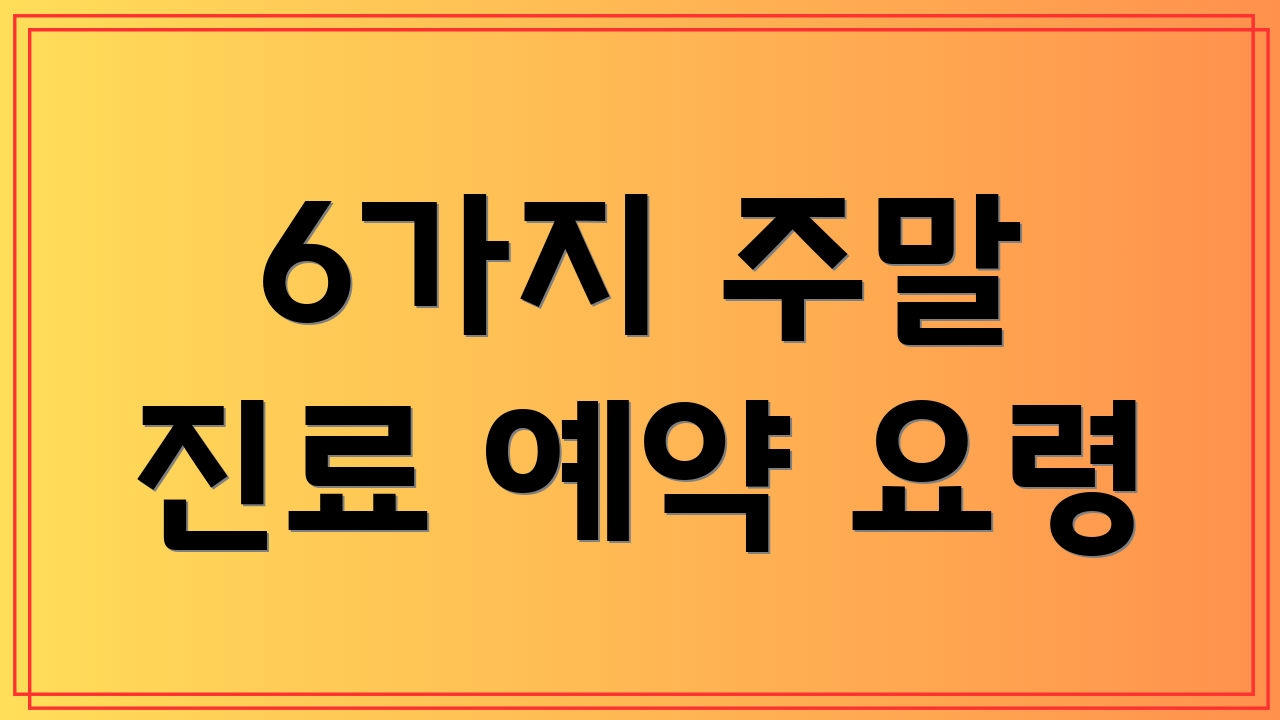 6가지 주말 진료 예약 요령