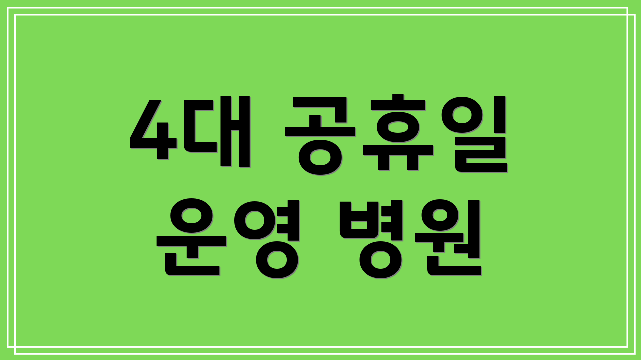 4대 공휴일 운영 병원