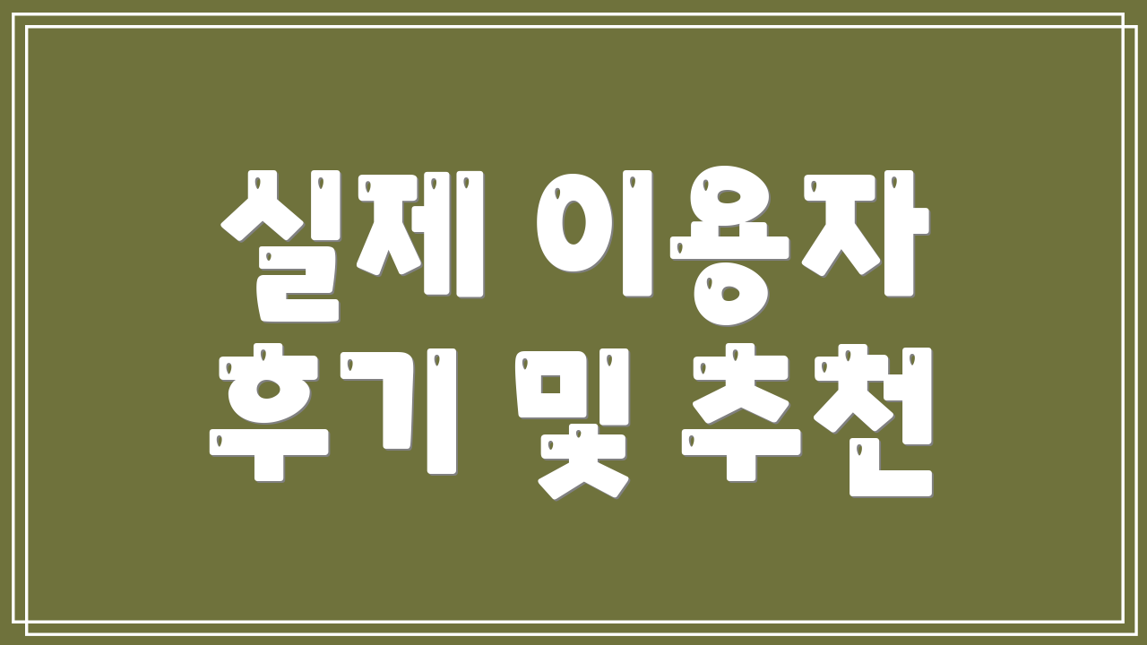 실제 이용자 후기 및 추천