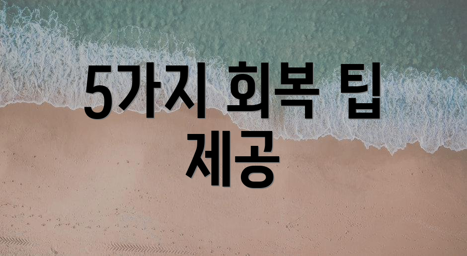 5가지 회복 팁 제공