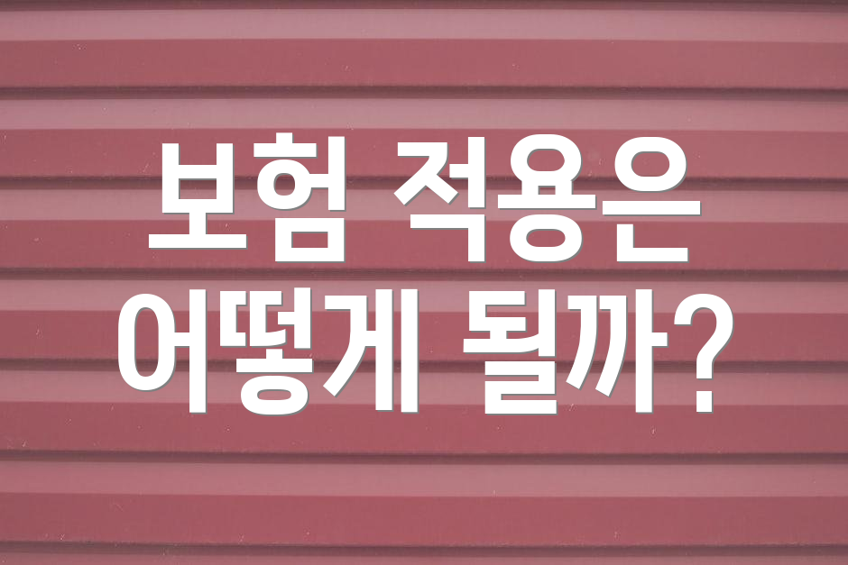 보험 적용은 어떻게 될까?