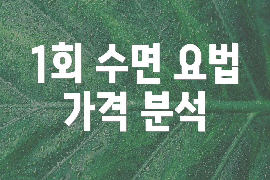 1회 수면 요법 가격 분석