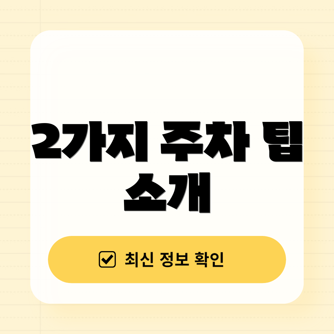 2가지 주차 팁 소개